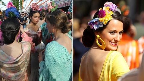 Las trenzas se incluyen en los moños y, en lugar de la flor, corona de flores