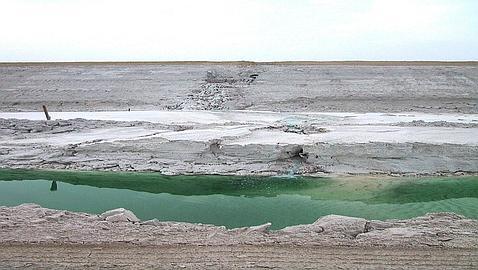Vista de las balsas de fosfoyesos