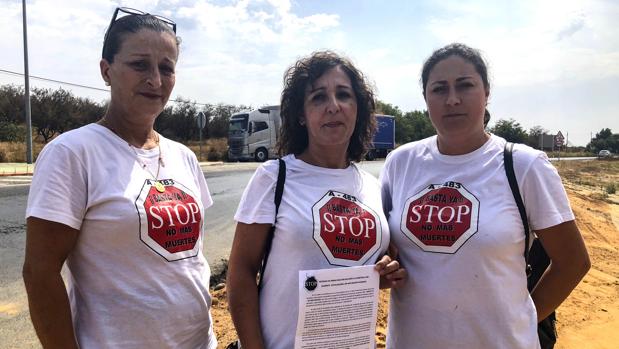 Miembros de la Plataforma por el Desdoble de la A-483 muestran una hoja de firmas