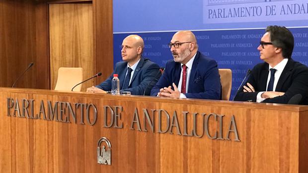 Vox comparece ante los medios tras presentar la enmienda a la totalidad en el Parlamento al presupuesto
