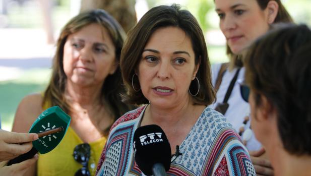 La exalcaldesa y líder de la oposición municipal, Isabel Ambrosio (PSOE), atiende a los medios
