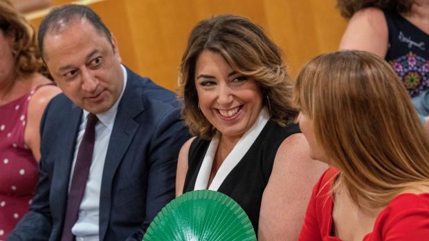 Susana Díaz durante la celebración este lunes del Pleno de constitución de la Diputación de Sevilla