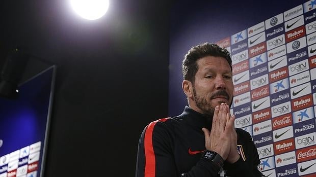 Diego Simeone, antes de la rueda de prensa