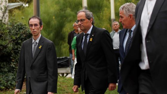 El presidente de la Generalitat, Quim Torra, a su llegada a Les Corts