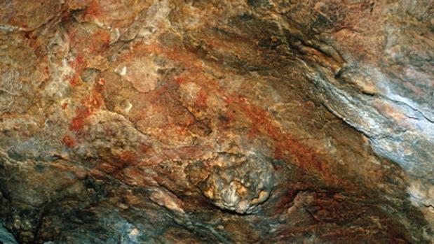 Una de las pinturas rupestres de la Cueva del Tabaco, en Camarasa (Lérida)