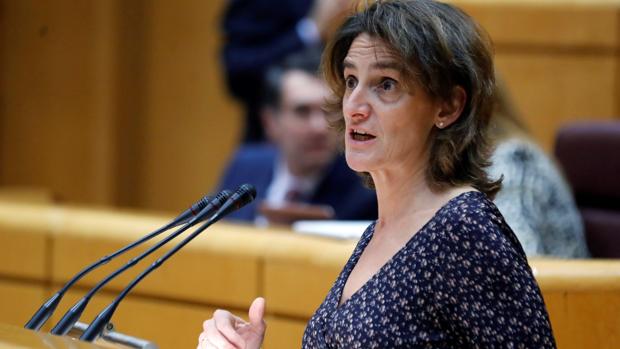 La ministra de Transición Ecológica, Teresa Ribera, este martes en el Senado