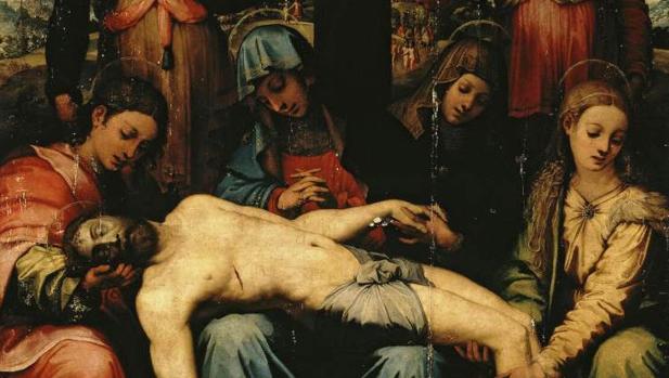 Detalle de una Piedad o Lamentación sobre Cristo muerto de Perin del Vaga
