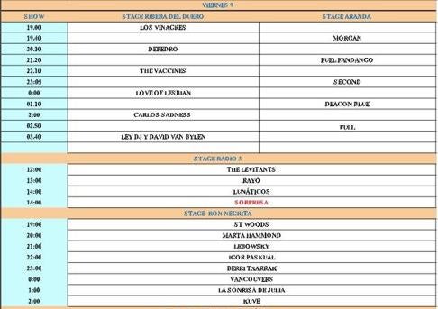 HORARIOS DEL VIERNES