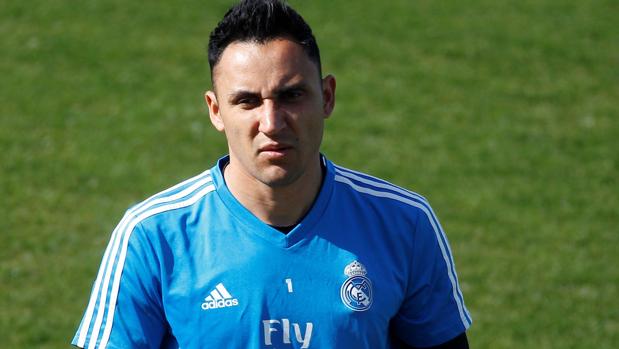 Keylor Navas, durante un entrenamiento en Valdebebas