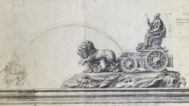 Dibujo de la fuente Cibeles de Ventura Rodríguez