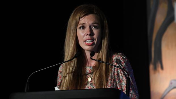 Carrie Symonds en el evento anual de Birdfair para observación de aves