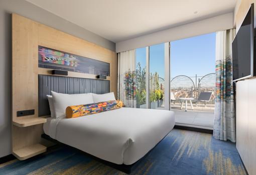 Una de las habitaciones del nuevo hotel Aloft Madrid Gran Vía